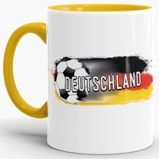 Tasse Deutschland Fussball Innen &amp; Henkel Gelb