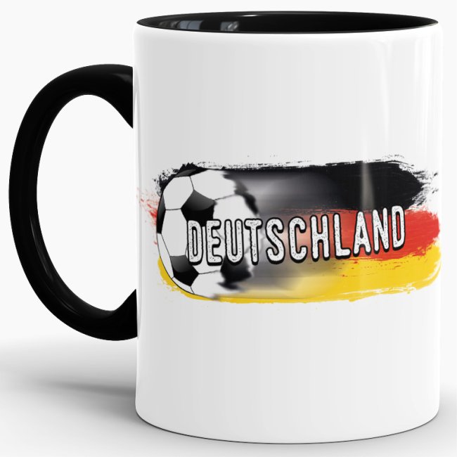 Tasse Deutschland Fussball Innen &amp; Henkel Schwarz