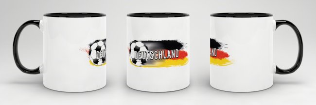 Tasse Deutschland Fussball Innen &amp; Henkel Schwarz