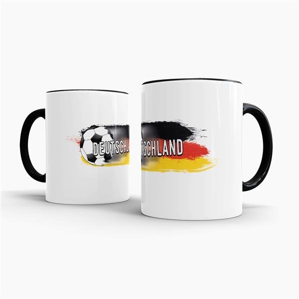 Tasse Deutschland Fussball Innen &amp; Henkel Schwarz