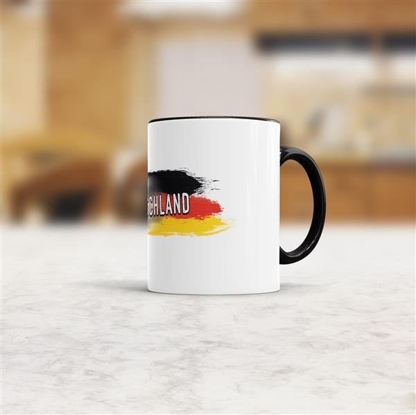 Tasse Deutschland Fussball Innen &amp; Henkel Schwarz