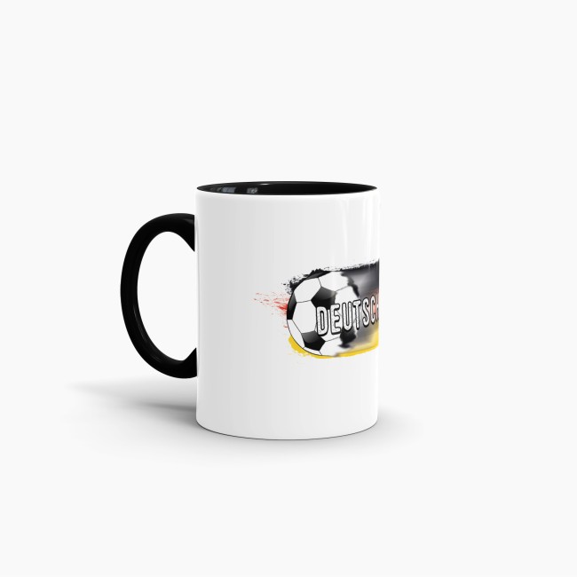 Tasse Deutschland Fussball Innen &amp; Henkel Schwarz