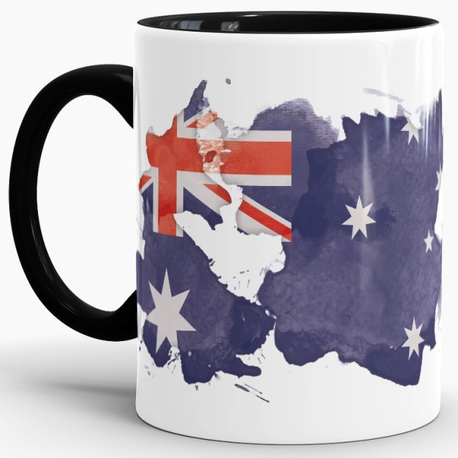 Tasse Wasserfarben Australien Schwarz