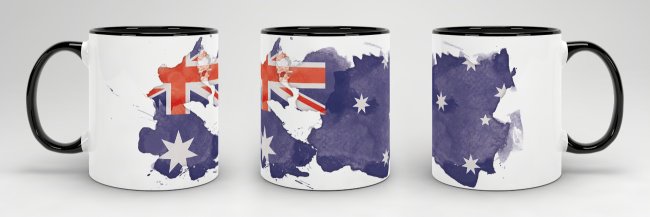 Tasse Wasserfarben Australien Schwarz