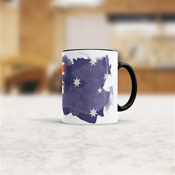 Tasse Wasserfarben Australien Schwarz