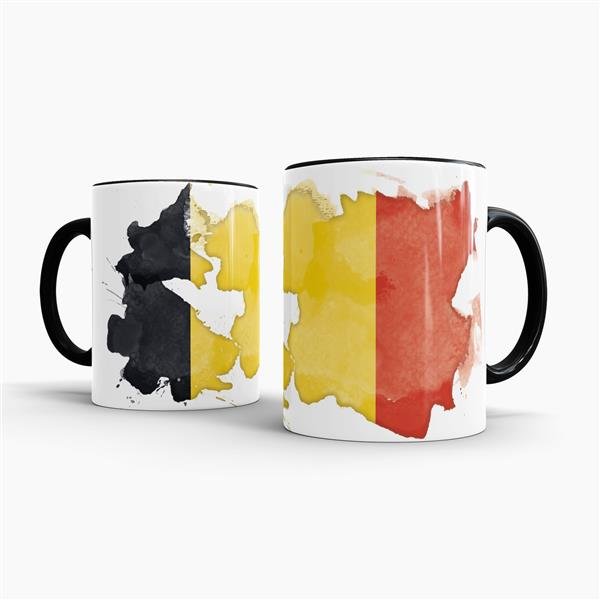 Tasse Wasserfarben Belgien Schwarz