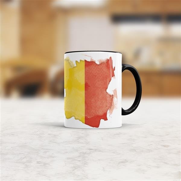 Tasse Wasserfarben Belgien Schwarz
