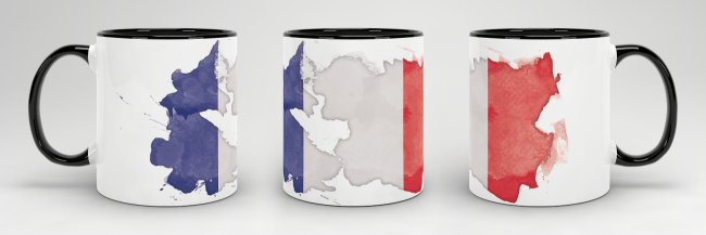 Tasse Wasserfarben Frankreich Schwarz