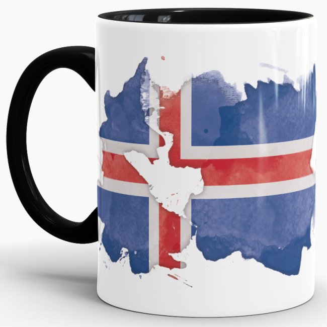 Tasse Wasserfarben Island Schwarz