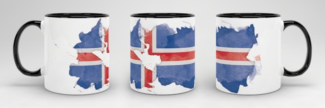 Tasse Wasserfarben Island Schwarz