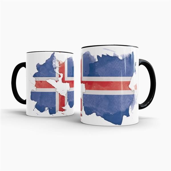 Tasse Wasserfarben Island Schwarz