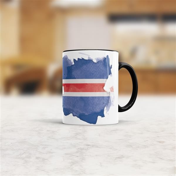 Tasse Wasserfarben Island Schwarz