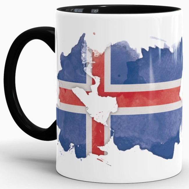 Tasse Wasserfarben Island Schwarz