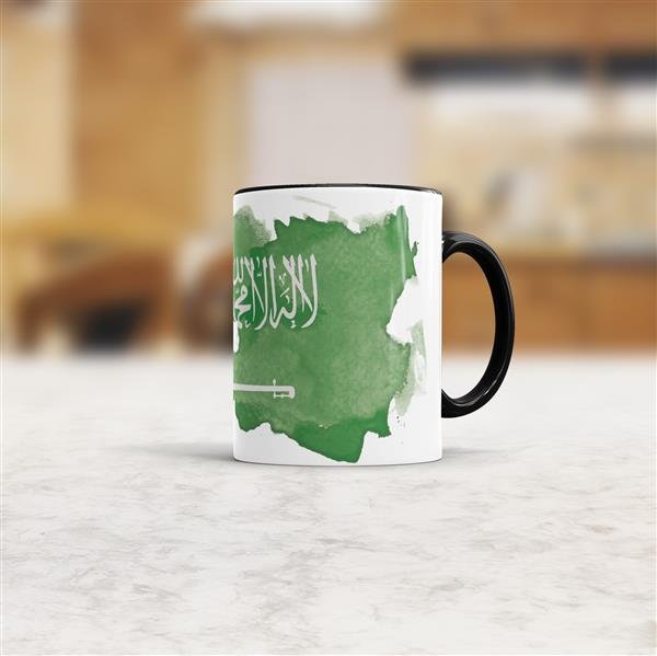 Tasse Wasserfarben Saudi-Arabien Schwarz
