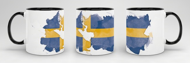 Tasse Wasserfarben Schweden Schwarz