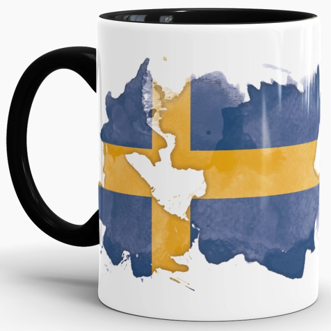 Tasse Wasserfarben Schweden Schwarz