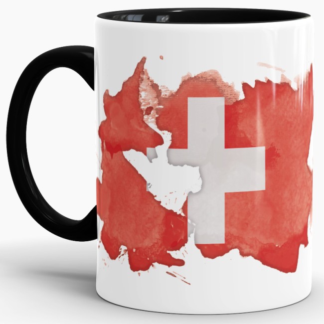 Tasse Wasserfarben Schweiz Schwarz
