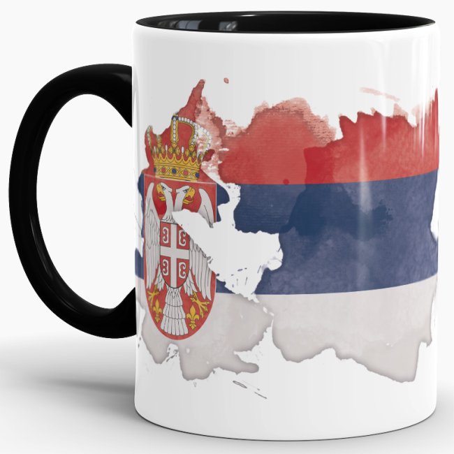 Tasse Wasserfarben Serbien Schwarz