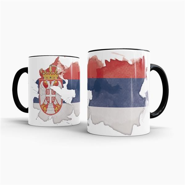 Tasse Wasserfarben Serbien Schwarz