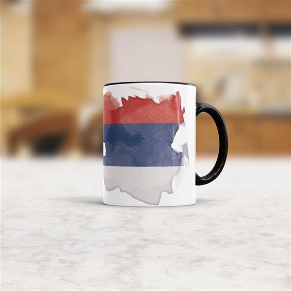 Tasse Wasserfarben Serbien Schwarz