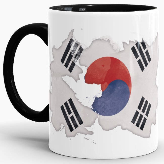Tasse Wasserfarben S&uuml;dkorea Schwarz