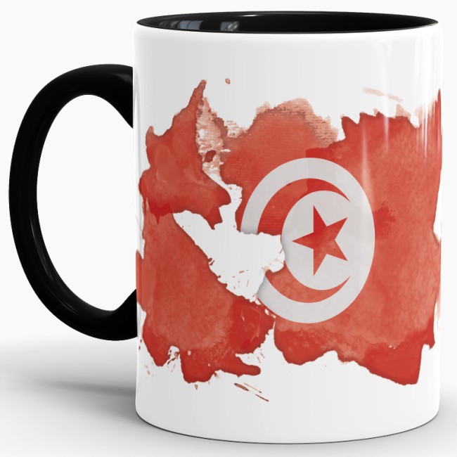 Tasse Wasserfarben Tunesien Schwarz