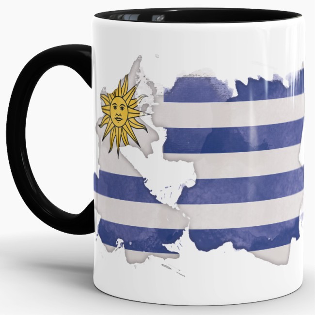 Tasse Wasserfarben Uruguay Schwarz