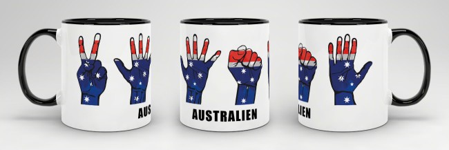 Tasse Handzeichen Australien Schwarz