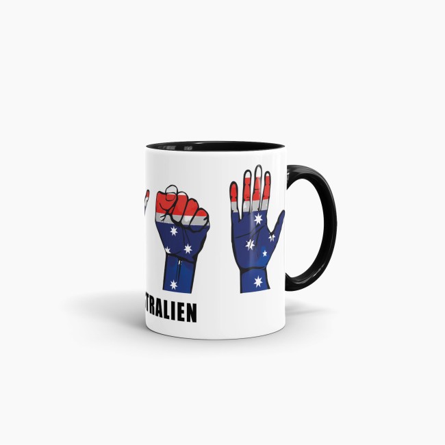 Tasse Handzeichen Australien Schwarz