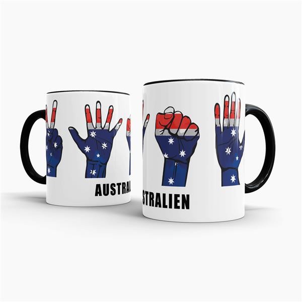 Tasse Handzeichen Australien Schwarz