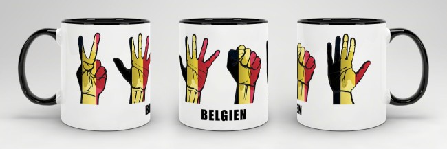 Tasse Handzeichen Belgien Schwarz