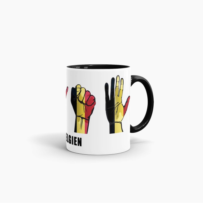 Tasse Handzeichen Belgien Schwarz