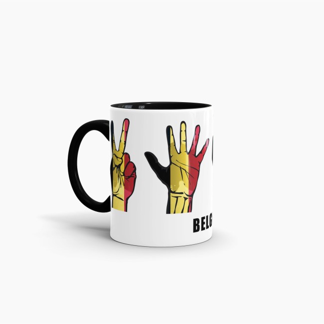 Tasse Handzeichen Belgien Schwarz