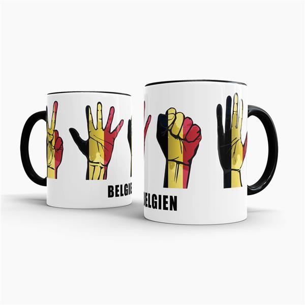 Tasse Handzeichen Belgien Schwarz