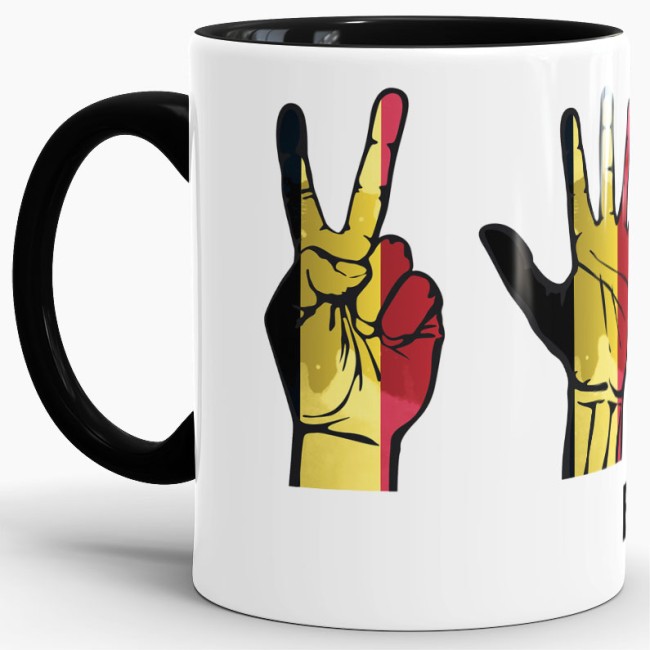 Tasse Handzeichen Belgien Schwarz