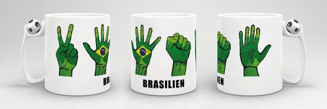 Tasse Handzeichen Brasilien Fussball