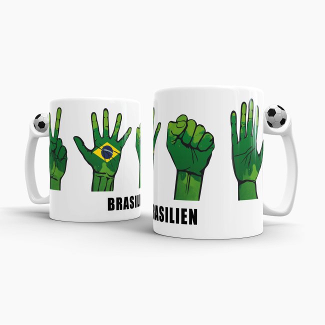 Tasse Handzeichen Brasilien Fussball