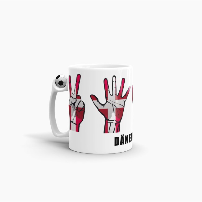 Tasse Handzeichen D&auml;nemark Fussball