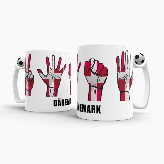 Tasse Handzeichen D&auml;nemark Fussball