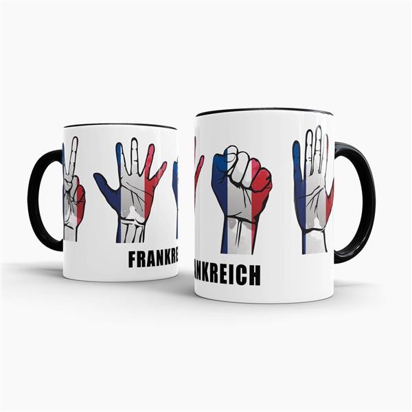 Tasse Handzeichen Frankreich Schwarz