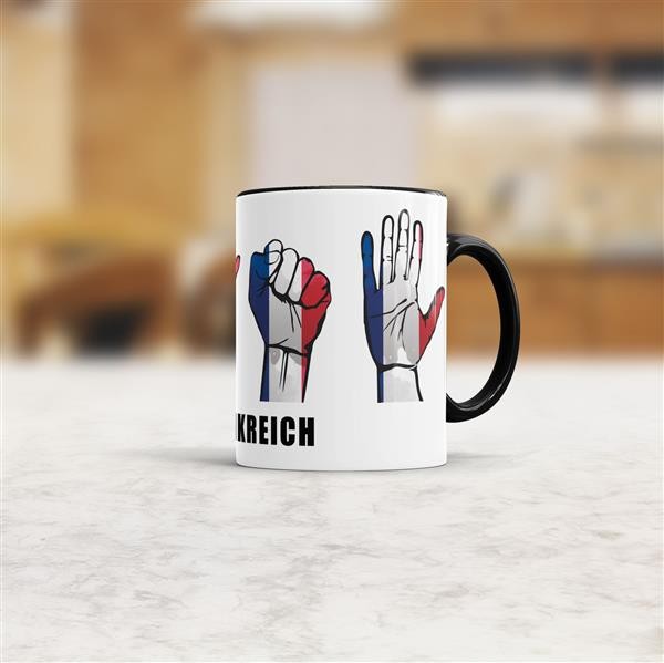 Tasse Handzeichen Frankreich Schwarz