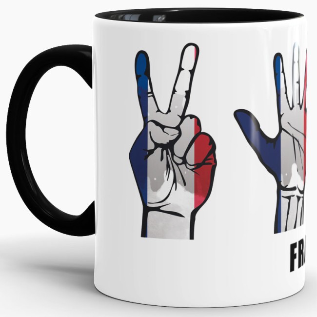 Tasse Handzeichen Frankreich Schwarz