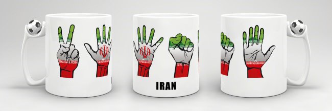 Tasse Handzeichen Iran Fussball
