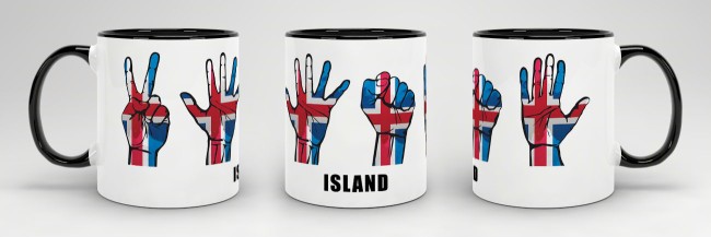 Tasse Handzeichen Island Schwarz