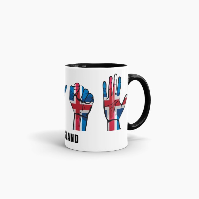 Tasse Handzeichen Island Schwarz