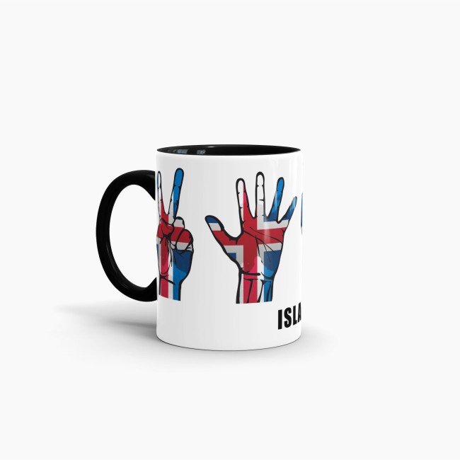 Tasse Handzeichen Island Schwarz