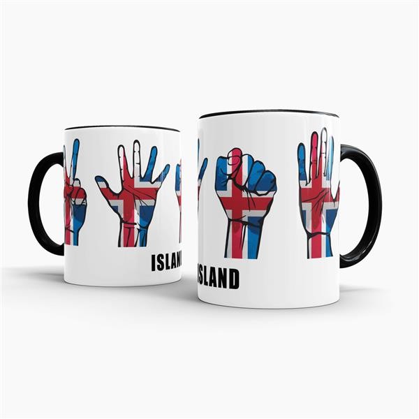 Tasse Handzeichen Island Schwarz