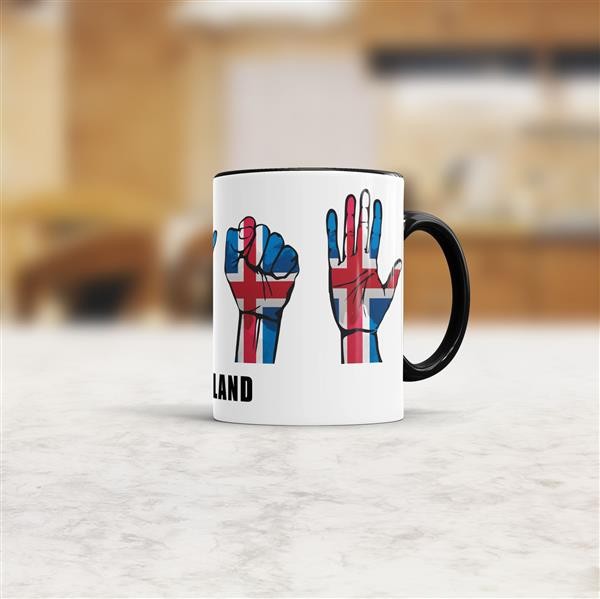 Tasse Handzeichen Island Schwarz