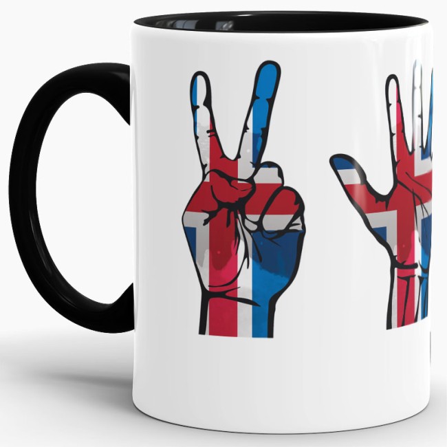 Tasse Handzeichen Island Schwarz
