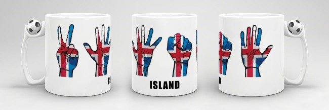 Tasse Handzeichen Island Fussball